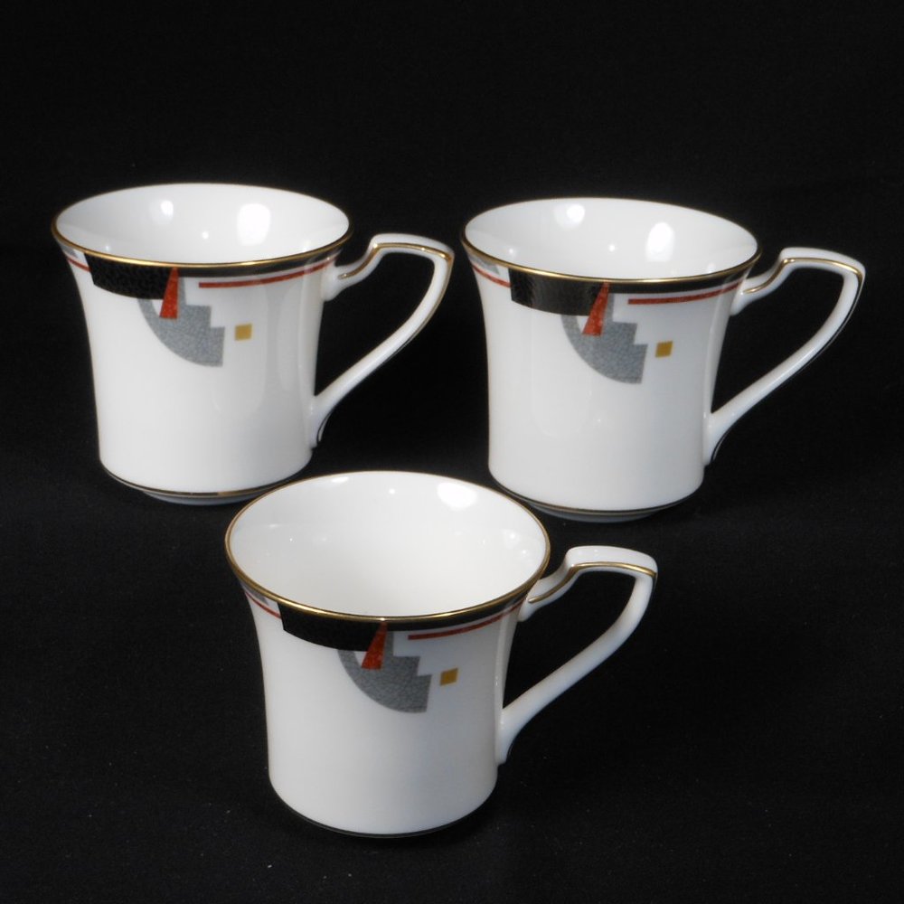 3 fine porcelain tea cups. Noritake Japan 7741 AWARENESS